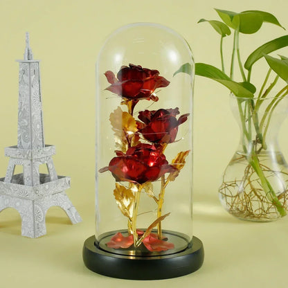 Enchanted glass rose with LED lights