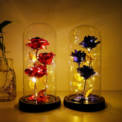 Enchanted glass rose with LED lights