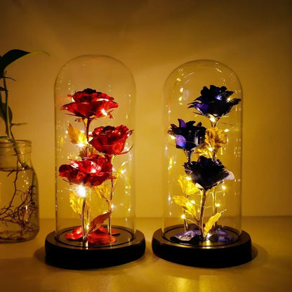 Enchanted glass rose with LED lights